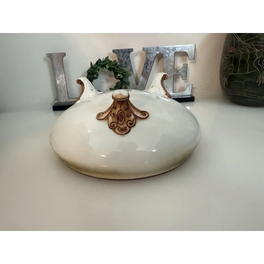 Vintage Nippon Morimura 3 Footed Bowl Browns Hand Painted 3D Walnut Japan‎ 5.5